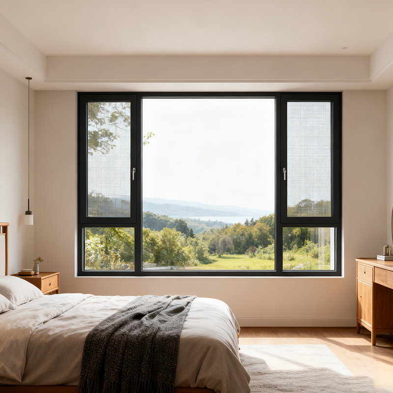 108 SERIES THERMAL BREAK CASEMENT WINDOW WITH MESH Bedroom scene