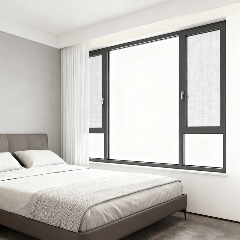 68 SERIES ALUMINUM CASEMENT WINDOW WITH INTEGRATED SCREEN Bedroom scene