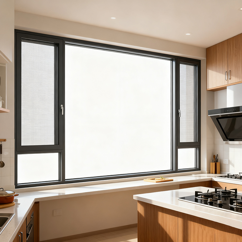 108 SERIES THERMAL BREAK CASEMENT WINDOW WITH MESH Kitchen scene
