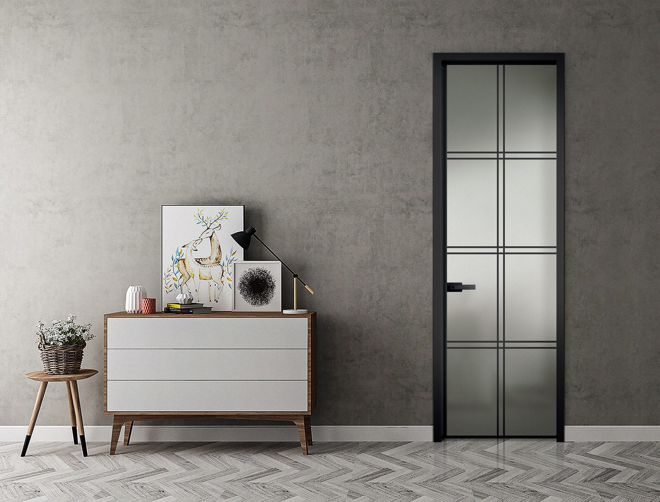 THE 4516 SLIM DESIGN MINIMALIST Aluminum SWING GLASS DOORS Hotel Scene