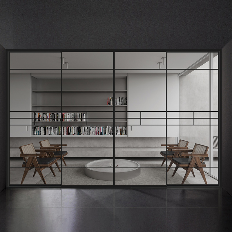 35 SERIES MINIMALIST SILENT SLIDING GLASS DOORS Library scene