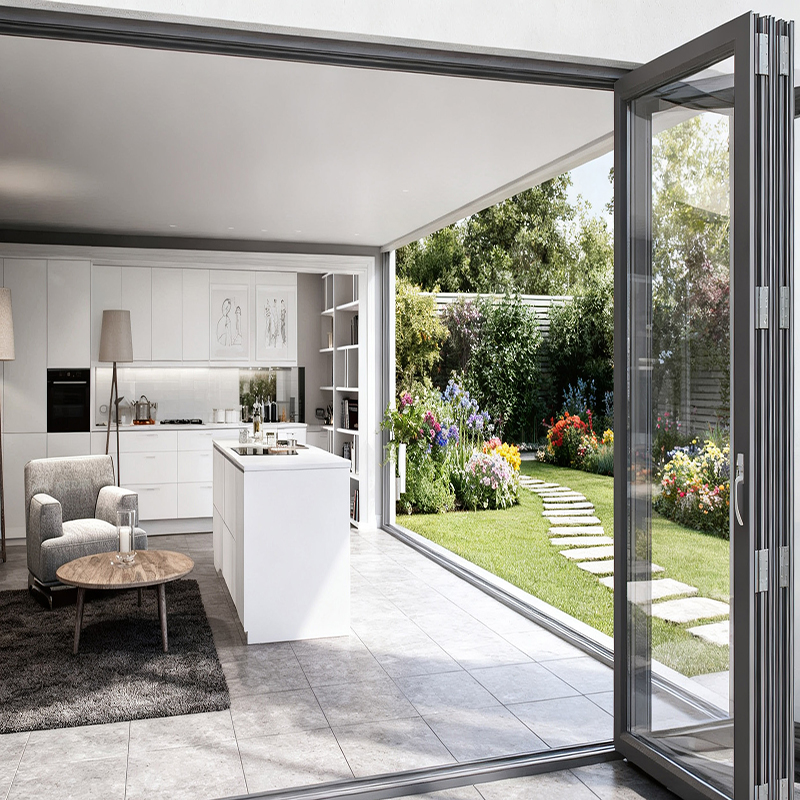 75 Series Aluminum BI-FOLDING GLASS DOOR Villa Scene