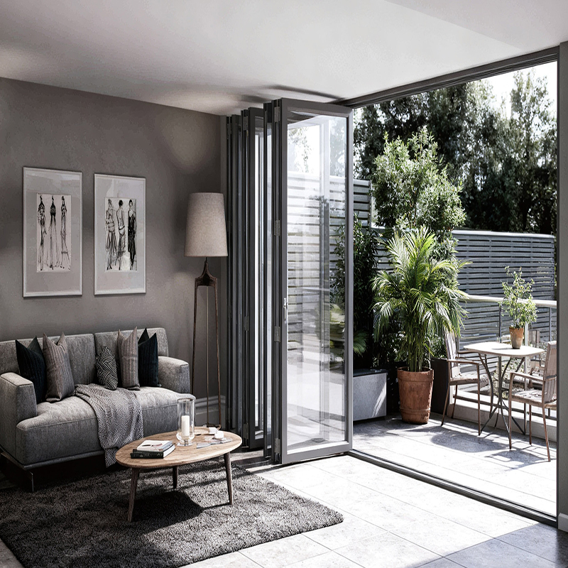 75 Series Aluminum BI-FOLDING GLASS DOOR Balcony Scenario