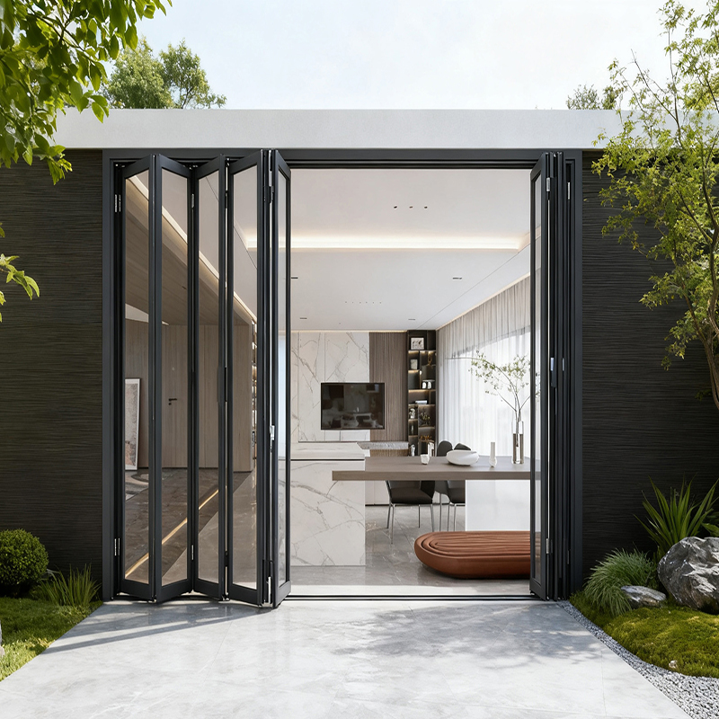 80 SERIES THERMAL BREAK HEAVY DUTY BI-FOLDING DOOR Courtyard Scene