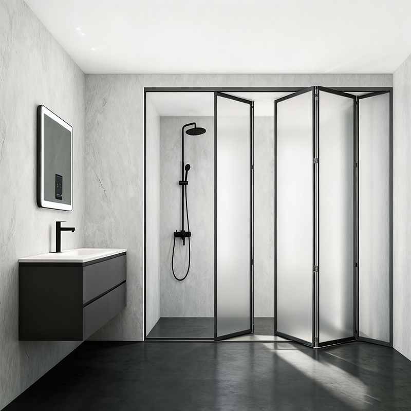 Aluminum PD Ultra-Narrow Folding Door Bathroom Scene