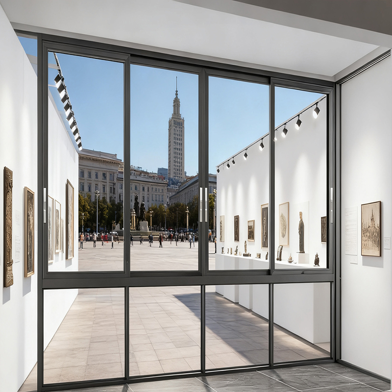 120 Soundproof Glass Sliding Window with Screen Mesh - Showroom scene