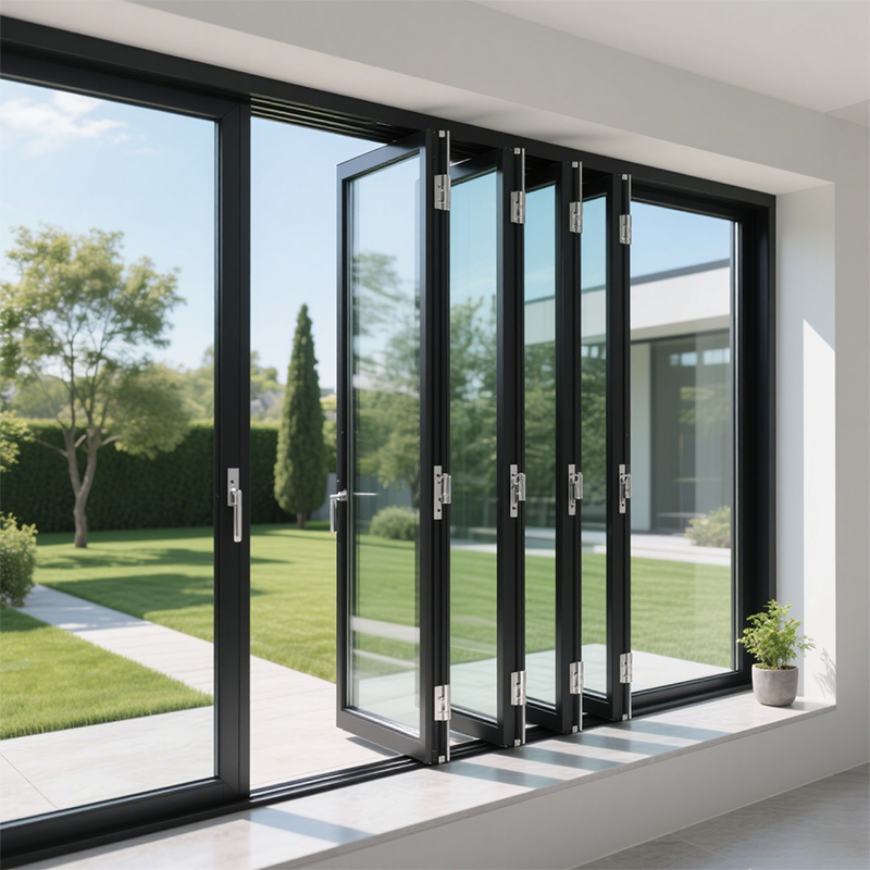 ALUMINUM LEFT-RIGHT DOUBLE SASH FOLDING GLASS WINDOW