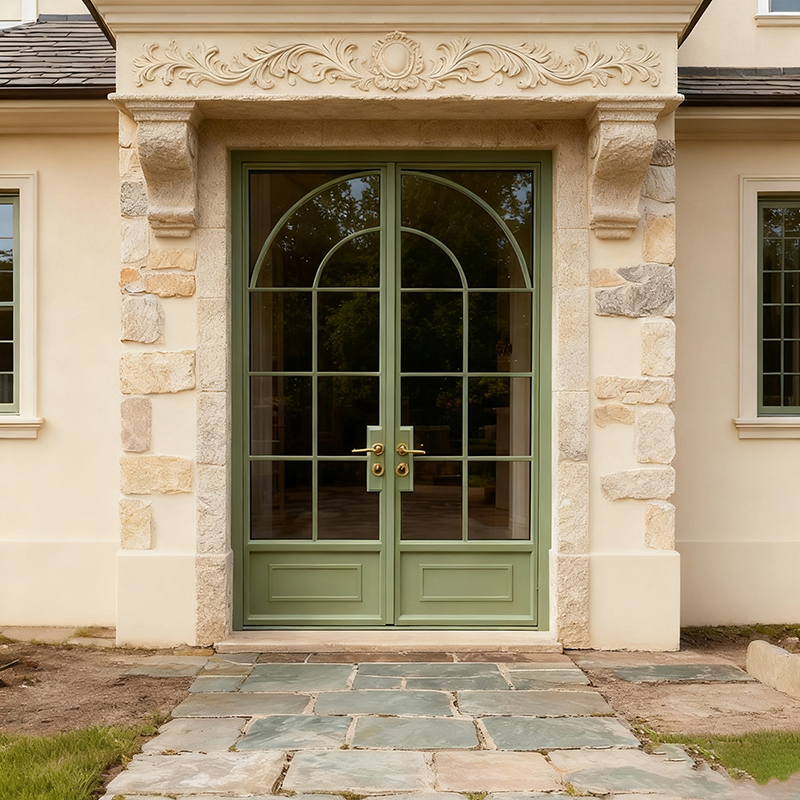Aluminum Thermal Break French Swing door Garden scene
