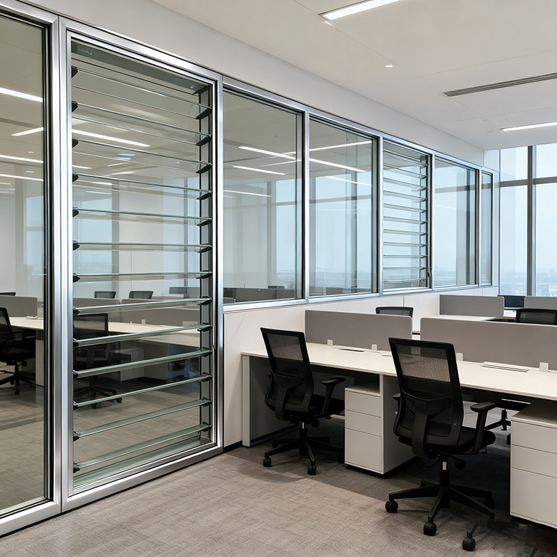 Алюминиевое стекло Лувр Windows Office Area сцена