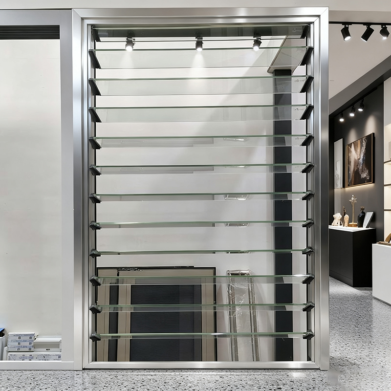 Алюминиевое стекло Лувр Окна Шоу-рум сцена