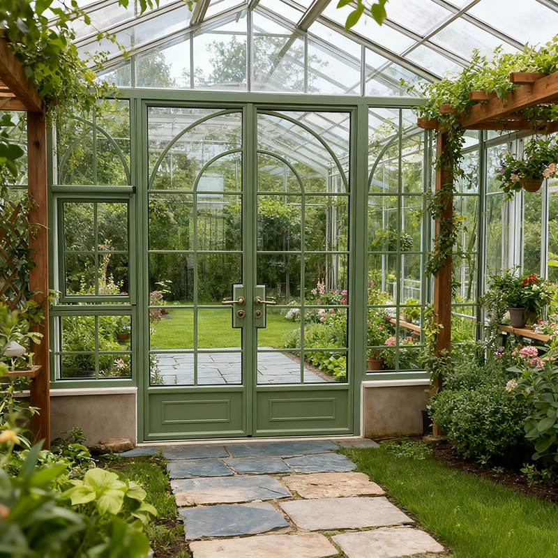 Aluminum Thermal Break French Swing door Garden scene