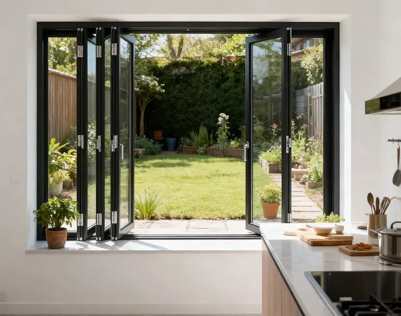 Aluminum Left-Right Double Sash Folding Glass Window