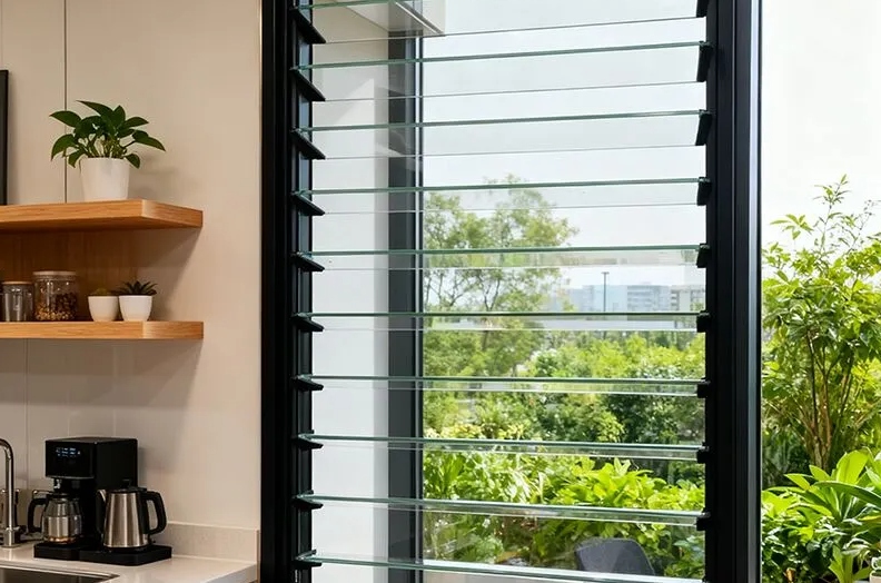 Aluminum Glass Louvre Windows for Kitchen
