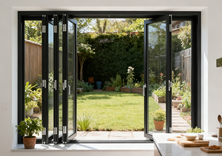 Aluminum Left-Right Double Sash Folding Glass Window