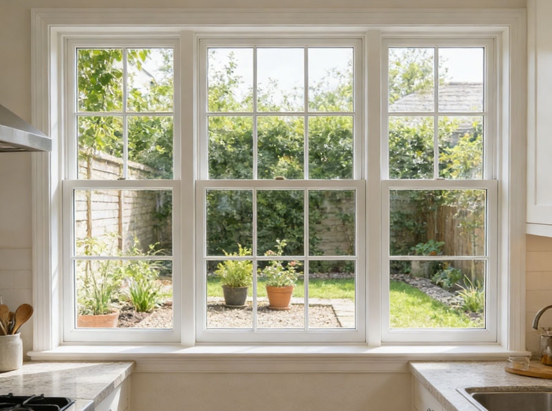 Space-saving and well-ventilated double-hung windows