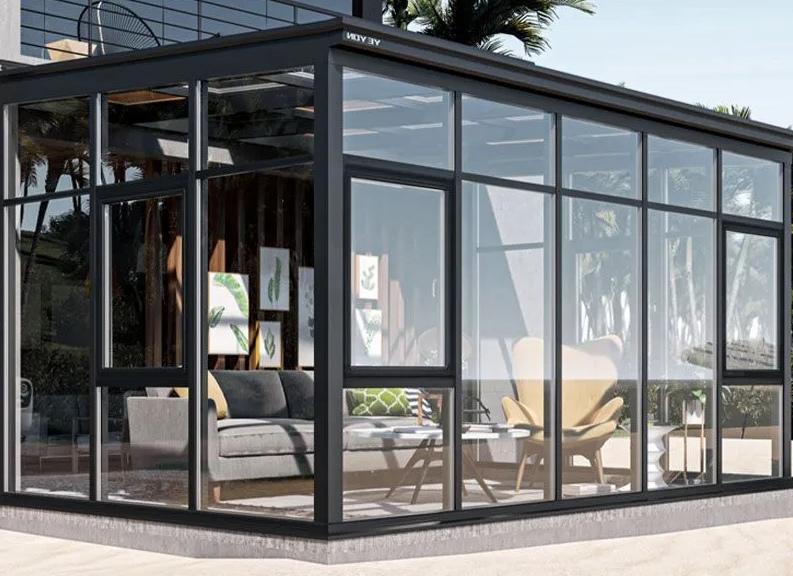 Aluminum Glass Sunroom with Casement Windows
