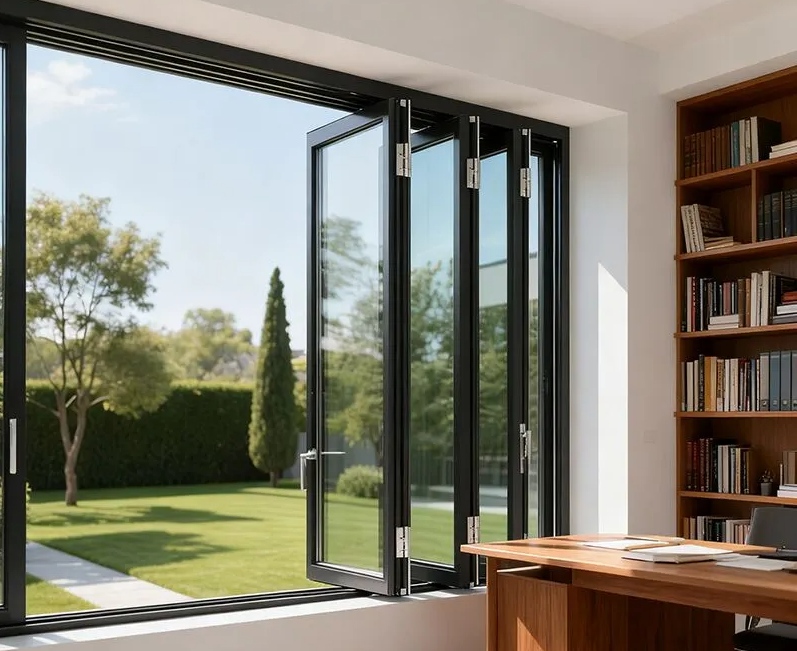 Складное окно беспрепятственно объединяет внутренние и наружные пространства