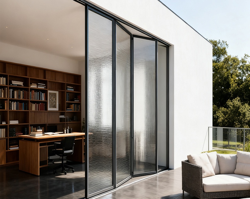 Тонкие рамки максимизируют открытость складных дверей