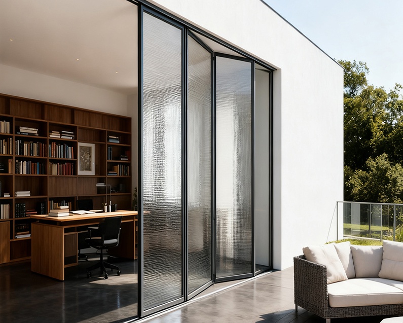 Modern slimline aluminum folding doors for seamless outdoor views