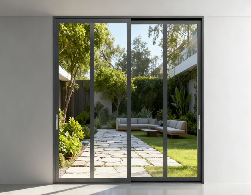 Custom sliding window architectural frames with climate-adapted smart glass options