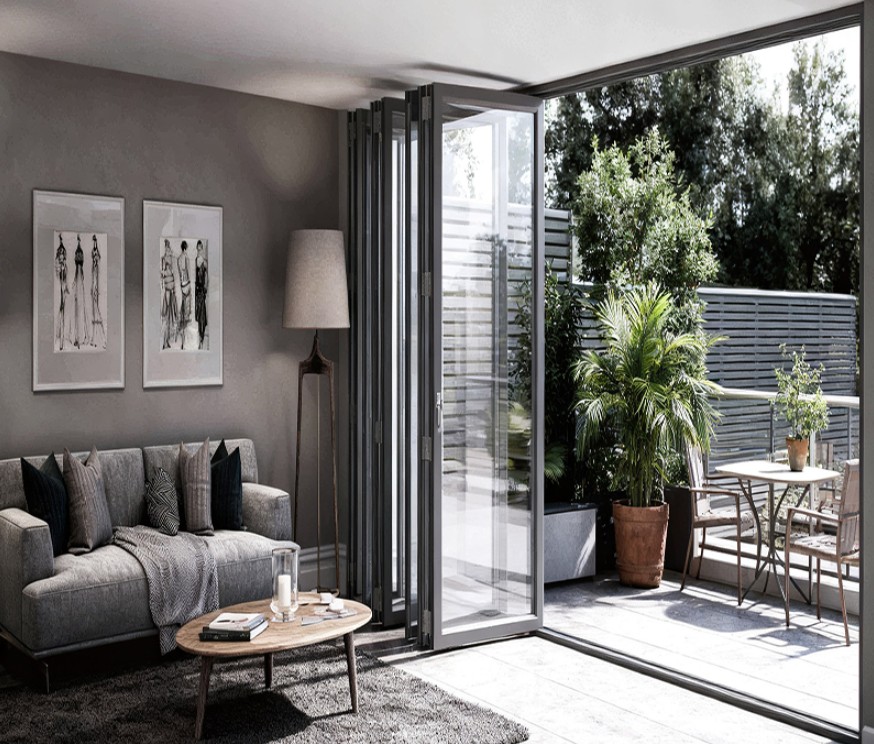 Premium aluminum patio door with slim panoramic glass frames