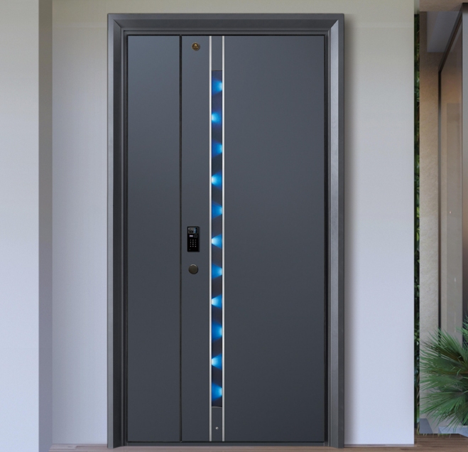 LED aluminum door with weatherproof lighting and thermal insulation