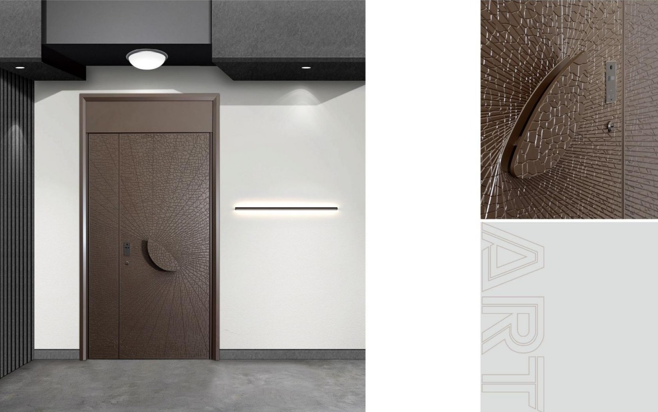 Precision-carved armor door with reinforced steel composite core