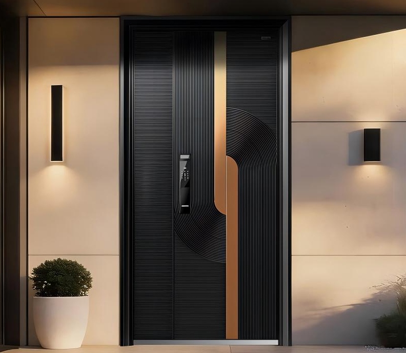 Energy-efficient front door reducing heat loss and air leakage