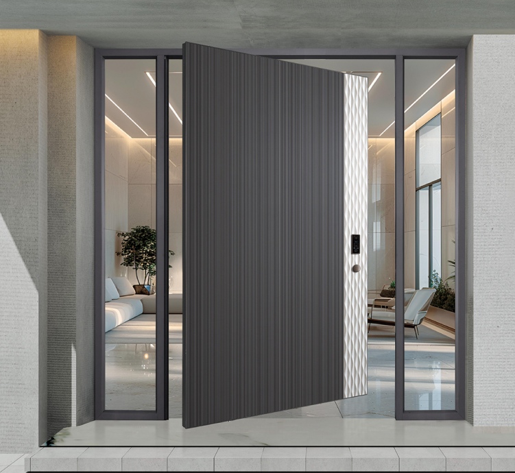 Luxury aluminum pivot door for modern villa entrances